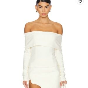REVOLVE Off-Shoulder Cream Sweater